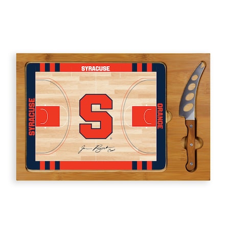 Picnic Time Family Of Brands NCAA Syracuse Orange Basketball Court Icon Glass Top Cutting Board & Knife Set 910-00-505-545-0