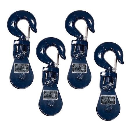 Mytee Products Snatch Block w/Hook WLL 3 Ton 3 in Sheave 3/8 inWire Rope Wrecker Roll Recovery, 4PK SB3-3x4