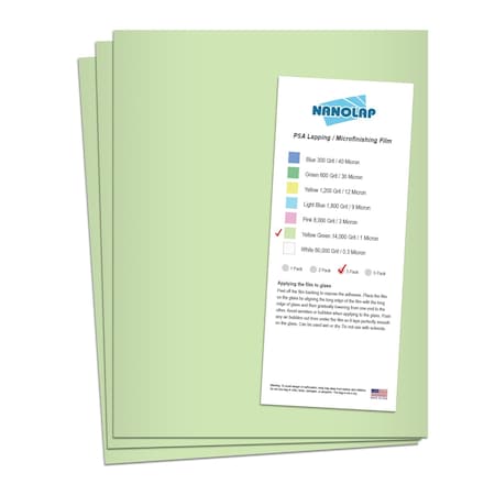 Nanolap PSA Lapping Film, 3 Pc 1 Micron (14,000 Grit), 8-0.5 in x 11 in Microfinishing Fine Sanding Paper 61550N