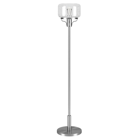 Homeroots 62" Nickel Novelty Floor Lamp With Clear Seeded Glass Globe Shade 523438
