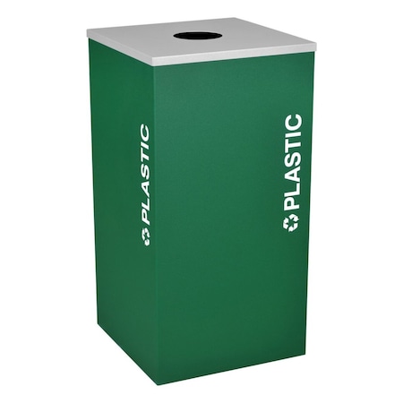 Ex-Cell Kaiser Square Recycling Receptacle with Plastic Decal, Emerald Texture RC-KDSQ-PL EGX