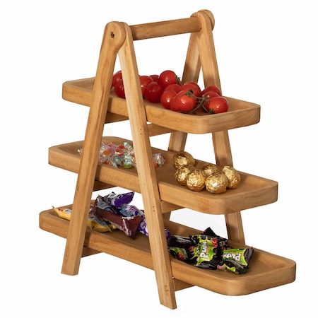 Vintiquewise 3-Tier Wooden Tray Farmhouse Inspired Cupcake Stand Dessert Platter Pastry Holder Appetizer QI004774