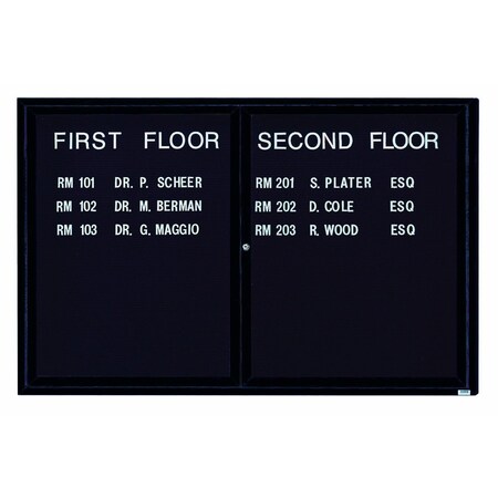 Aarco Enclosed Letter Board Directory w/ Bronze Anodized Aluminum Frame, 48''Hx72''W, 2 Doors ADC4872BA