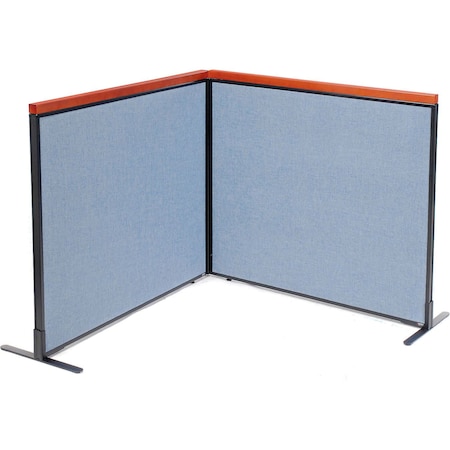 Global Industrial Interion Deluxe Freestanding 2-Panel Corner Room Divider, 48-1/4"W x 43-1/2"H Panels, Blue 695075BL
