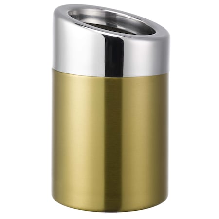 Service Ideas Tabletop Trash Can with Angled Top, 1.5 Liter, Vintage Gold TTR15BSVG