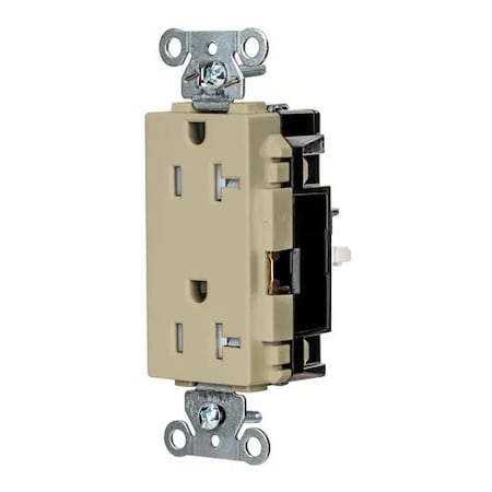 Hubbell Wiring Device-Kellems Straight Blade Receptacle, 5-20R, 20 A, 125V AC, 2 Pole, 3 Wire, Surface Mount, Grounded DR20STITR