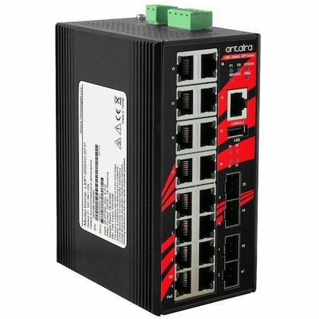 Antaira 20-Port IndustriaL PoE+ Light Layer 3 Managed Ethernet Switch LMP-2004G-SFP-T
