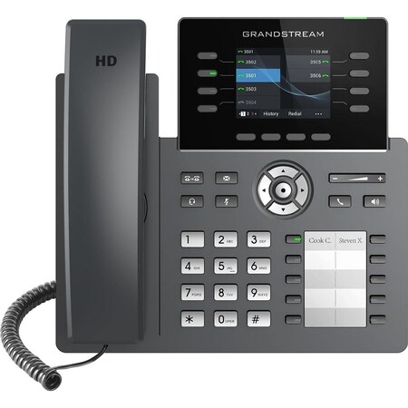 Grandstream 8 Lines, 4 SIP Account Accounts, 2.8in scrn (color), 10 Paper VPKs, PoE + GigE, WiFi GRP2634
