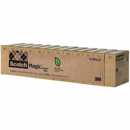 Scotch 3/4"W Magic Greener Tape Rolls, 25 yd L, Clear, 12 PK MMM81212P