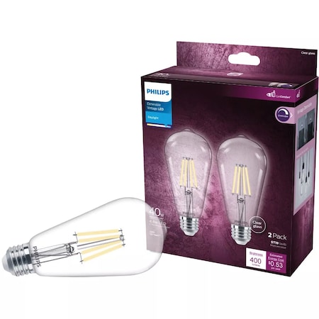 Signify Vintage 40W Equivalent Daylight ST19 Medium LED Decorative Light Bulb, 2PK 564864