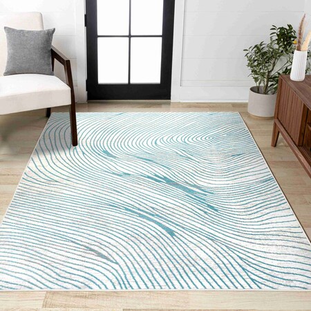 Jonathan Y Arlo Woodgrain Geometric Ivory/Blue 3 ft. x 5 ft. Area Rug LUX104A-3