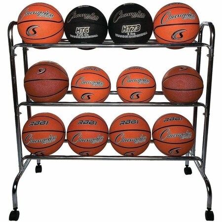 Champion Sports Basketball Cart, 41inLx17inWx41inH, Chrome BRC3