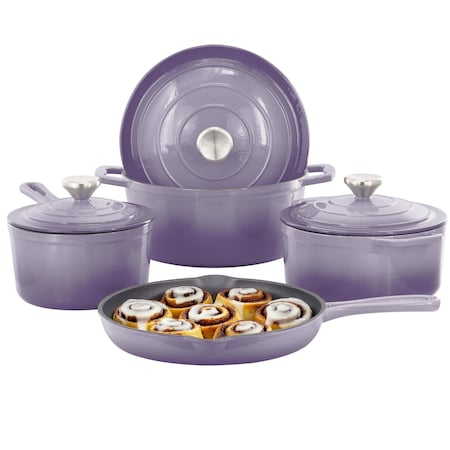 Megachef 7 Piece Enameled Cast Iron Cookware Set in Purple 750124529M