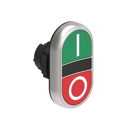 Lovato Double-Touch Actuator Spring Return O22Mm Plat 2 Flush Pbs, Grn-Red/ I-0, 5PK LPCB7123