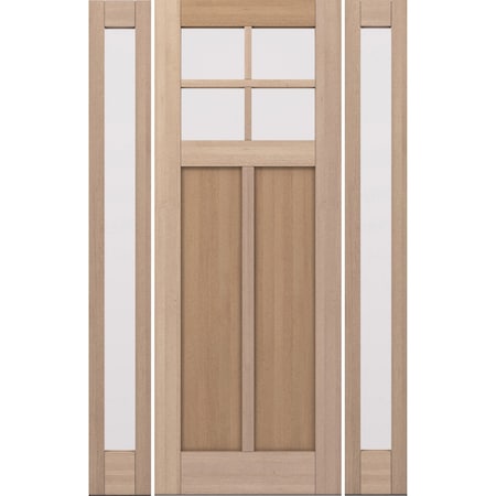 Doornmore CRF-P2G4, 65.25" x 98" ( 36" Door + 2x12" Side) Right Hand, Mahogany SDL 4 Lite Exterior Door CRF-P2G4-SW-3696-G101-SL_1-2_RI