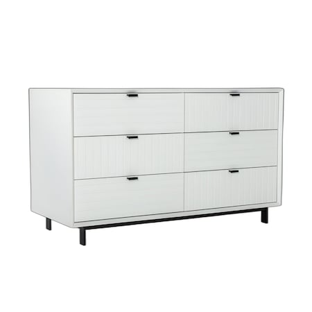 Homeroots 51" White Manufactured Wood Six Drawer Double Dresser 473118