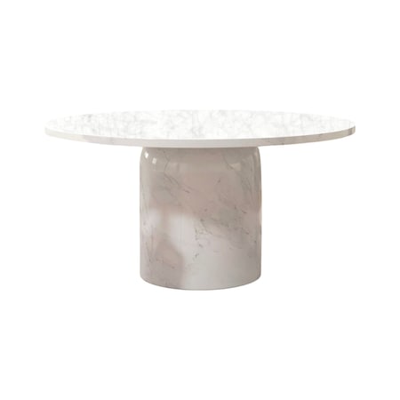Homeroots 60" Gray and White Marble Pedestal Base Round Top Dining Table 555193