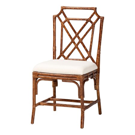Bali & Pari Emery Marbled Tortoise Natural Rattan Dining Chair, Side Chair Style 268-14699-ZORO