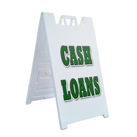 Signmission Cash Loans, A-Frame & 2 Decals Installed, Heavy-Duty Plastic Frame SBHD-D-2436-Cash Loans