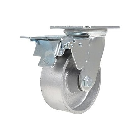 Vestil Cast Iron/Steel Swivel With Total Brake Caster 5 In. Diameter x 2 In. Width 1320 lb Silver CST-VE-5X2CI-SWTB