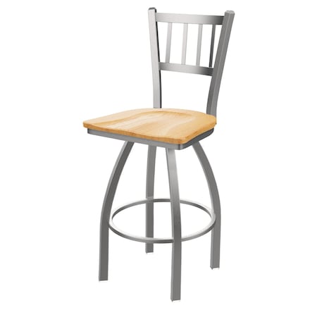 Holland Bar Stool Co 810 Contessa Stainless Steel 36in Swivel Bar Stool with Natural Oak Seat 81036SSNatOak