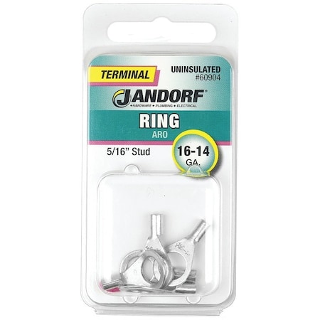 Jandorf High-Temperature Non-Insulated Ring Terminal, 16 to 14 AWG Wire, 5/16 in Stud 60904