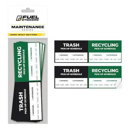 Fuel Stickers Trash Pick Up Reminder Sticker - Reminds Trash Collection Day, Outdoor Rated, 6in x 2in, 2PK 6X2TRASH-PICKUP-REM