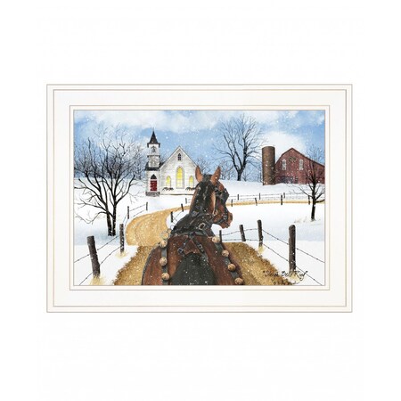 Homeroots Sleigh Bells Ring 2 White Framed Print Wall Art 407541