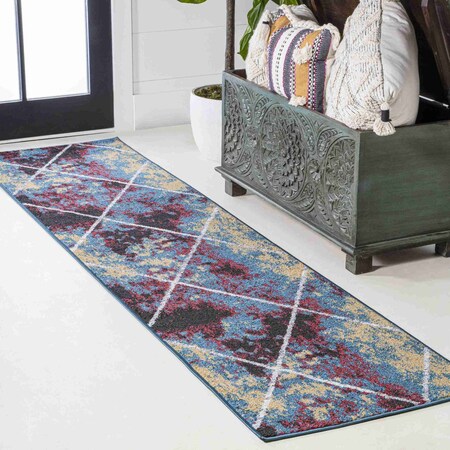 Jonathan Y Cole Minimalist Diamond Trellis Multi/White 2 ft. x 10 ft. Runner Rug SEU102J-210