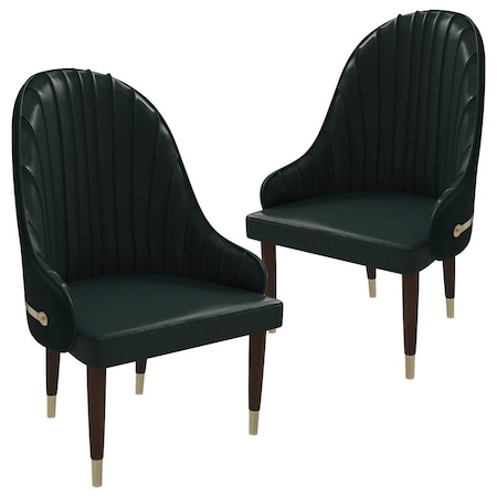 Leisuremod Elara Collection Wooden Dining Chair in Two-Tone Green, 2PK EC59G2