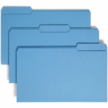 Smead COLORED FILE FOLDERS, 1/3-CUT TABS, LEGAL SIZE, BLUE, 100PK 17043