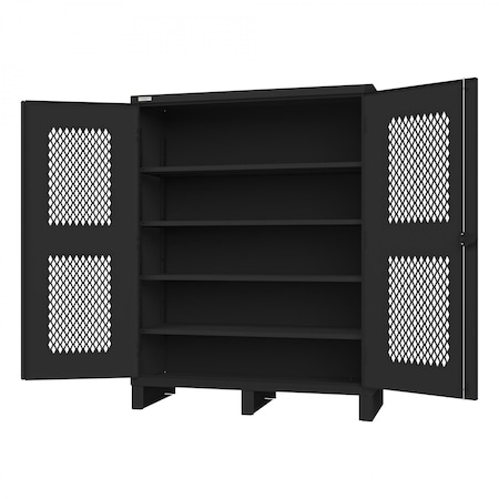 Durham Mfg Ventilated Cabinet, 4 Shelves, Black 3704V-4S-08T