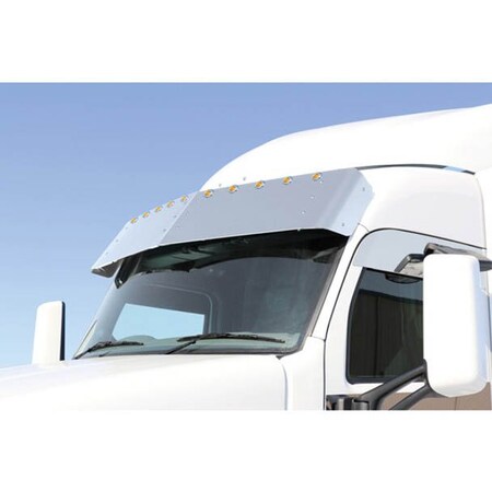 Replacement For Peterbilt 567 Year 2020 15.5In Stainless Steel Straight Drop Visor W/ Ten 2In Round