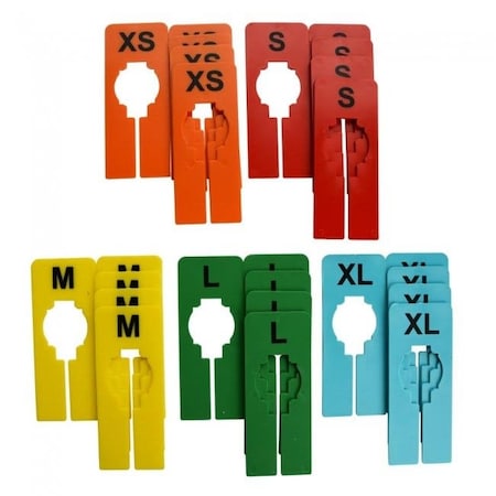 Nahanco Colorful Rectangular Clothing Size Dividers, 5 Mixed Colors, Black Print5 Sizes, 5 pc. each, 25PK QSDCKIT2