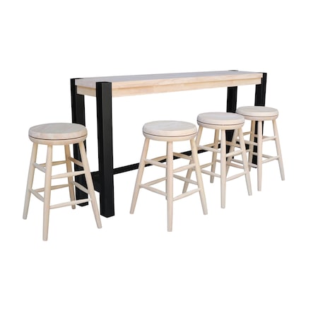 Whitewood Industries Rectangular Fixed Top Tables, 72 in W, 36 in L, 16 in H, Parawood, Unfinished/Black K-1672-36-S824SW-4