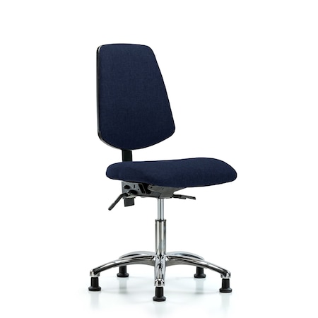 Blue Ridge Ergonomics Desk Chair Fab Desk Chair, Med, Bk, Chrm, Glides, Navy, No Arms, 19" to 24" Height, Fabric, Dark Blue BR-FDHCH-MB-CR-T0-A0-RG-F45
