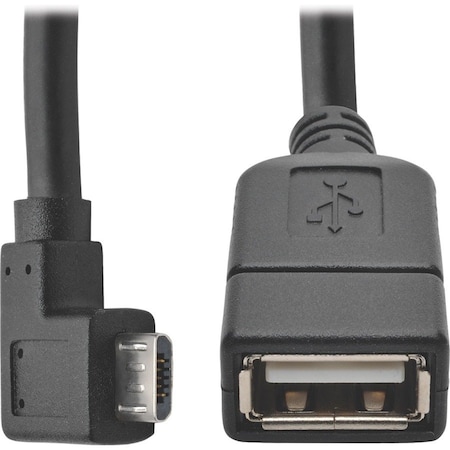 Tripp Lite 6IN MICRO USB-B TO USB OTG ADAPTER CABLE RIGHT ANGLE BLACK M/F U052-06N-RA