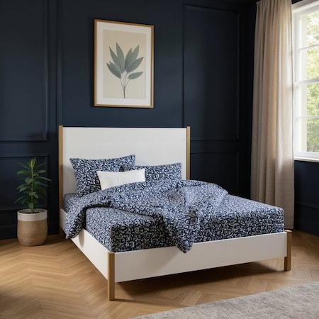 Homeroots Gold And White Wood Queen Bed Frame 524809