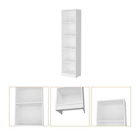 Homeroots 71" White Wood Five Tier Bookcase 546192