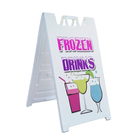 Signmission Frozen Drinks, A-Frame & 2 Sign Inserts, Heavy-Duty Plastic Frame SBHD-C-2436-Frozen Drinks