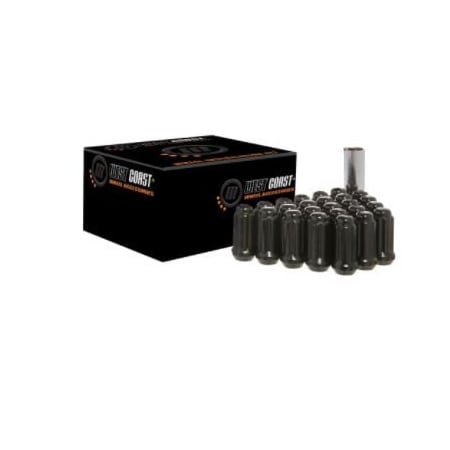 Wc Wheel Acc WHEEL INSTALLATION KIT 6 Lug Kit 12 Inch x 20 Thread Size 60 Degree Conical Acorn Extra Long Bl W5612STB