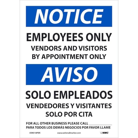 Nmc Notice Employees Only Bilingual, ESN518PBR ESN518PBR