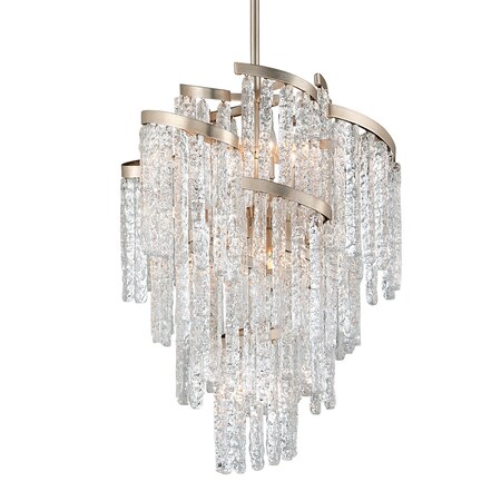 Corbett Lighting Mont Blanc 9 Light Chandelier 25 In. Modern Silver Leaf 243-49