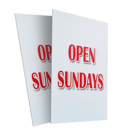Signmission Open Sundays, Plastic Signs Only 24 Inch x 36 Inch, Corrugated Plastic, 2PK CSB-2436-2PACK-Open Sundays