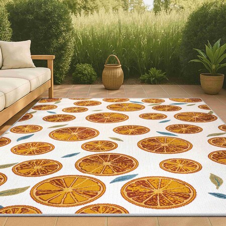 Jonathan Y Aranciata Citrus Slice High-Low Orange/Cream 8 ft. x 10 ft. Indoor/Outdoor Area Rug AMC116A-8