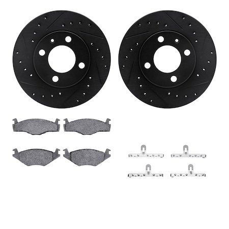 Dynamic Friction Co DFC Rotors-Drilled & Slotted-Black w/ EURO 5000 Ceramic Brake Pads Incl Hdw 8612-74002