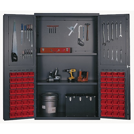 Quantum Storage Systems BEIGE STORAGE CABINET W/64 RED BINS QSC-BG-4805RD