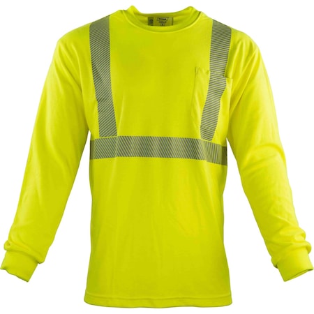 Ironwear Class 2 Hi Vis Long Sleeve Flame Resistant T-Shirt w/ Segmented Reflective Tape, Lime, Small 1210FR-L-TP-SM