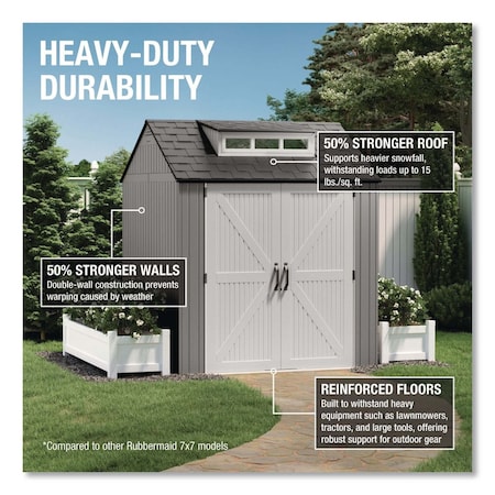 Rubbermaid Storage Shed, 337 cu ft, 7 ft x 7 ft x 8 ft, Brown 2145548