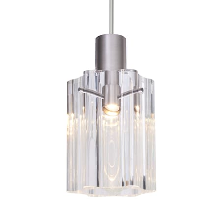 Besa Lighting Besa Ice 4 Pendant, Clear, Satin Nickel Finish, 1x 3W LED 1XT-ICE4CL-LED-SN